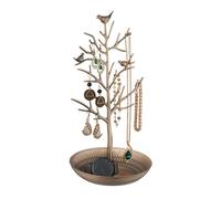 Relaxdays Porte-Bijoux en Forme d’Arbre, pour Colliers, Boucles d’Oreilles, Bracelets, HxLxP 30 x 16 x 15 cm, doré