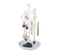 Relaxdays Porte-bijoux en forme d’arbre, pour colliers, boucles d’oreilles, bracelets, HxLxP 30 x 16 x 15 cm, blanc
