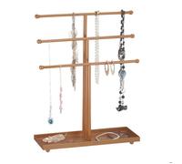 Relaxdays Porte-Bijoux, Forme T, 3 Niveaux pour Colliers, Bracelets, Boucles d’Oreilles, Plateau, métal, Bronze