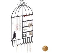 relaxdays Porte-Bijoux Mural, pour Colliers, Boucles d’Oreilles, Format Haut, présentoir, 44,5 x 25,5 x 4,5 cm, Noir
