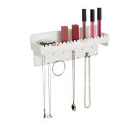 Relaxdays Porte-Bijoux Mural, pour Colliers, Bracelets, Boucles d’Oreilles, avec Tablette, HLP 12x30x8 cm, Blanc