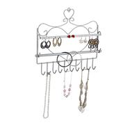 Relaxdays Porte-Bijoux Mural, pour Colliers, Boucles d’Oreilles, Bracelets, Look Romantique, HLP 30x36,5x3,5 cm, argenté