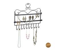 Relaxdays Porte-bijoux mural, pour colliers, boucles d’oreilles & bracelets, présentoir, 30 x 36,5 x 3,5 cm, noir
