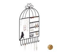 relaxdays Porte-Bijoux Mural, pour Colliers, Boucles d’Oreilles, Format Haut, présentoir, 44,5 x 25,5 x 4,5 cm, Noir