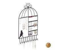 Relaxdays Porte-bijoux mural format haut pour colliers et boucles d'oreilles, 44,5×25,5×4,5cm, noir
