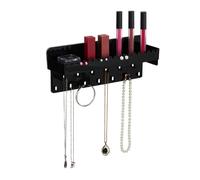 Relaxdays Porte-bijoux mural, pour colliers, bracelets, boucles d’oreilles, avec tablette, HLP 12x30x8 cm, noir