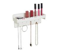 Relaxdays Porte-bijoux mural, pour colliers, bracelets, boucles d’oreilles, avec tablette, HLP 12x30x8 cm, blanc