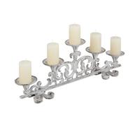 Relaxdays Porte-bougies 5 bras, chandelier, antique Shabby Chic design vintage chandelles, HxlxP 20x59x9,5 cm