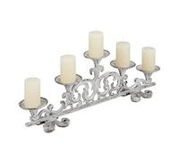 Relaxdays Porte-Bougies 5 Bras en Lot de 1, Chandelier, Antique Shabby Chic Design Vintage chandelles, HxlxP 20x59x9,5cm