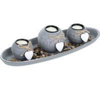 relaxdays Porte-bougies à chauffe-plat avec plateau & pierres décoratives