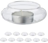 relaxdays Porte-bougies à chauffe-plat flottant, set de 12 pièces