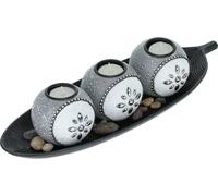 relaxdays Porte-bougies à chauffe-plat Set en gris & noir