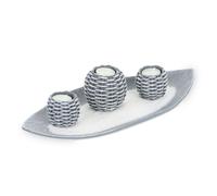 Relaxdays Porte-Bougies avec Plateau, 3 bougeoirs, Sable, déco de Table, Salon, Chambre, photophores, Gris/Blanc