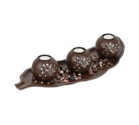 Relaxdays Porte-Bougies avec Plateau, 50,5 cm, Pierres décoratives, décoration de Table, Salon, bougeoir, Marron
