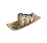 Relaxdays Porte-bougies effet bois avec plateau