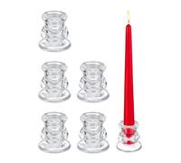 Relaxdays Porte-Bougies en Verre, Lot de 6, bougeoirs pour chandelles, H x D : 5,5 x 5,5 cm, Transparent