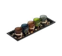 Relaxdays Porte-Bougies lot, Plateau et Pierres, 38,5 cm, décoration Table Salon, Salle à Manger, bougeoir, Multicolore