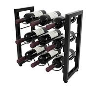 Relaxdays Porte-Bouteilles métal 9 Bouteilles, H 36 x L 35 x P 17 cm, Support Debout Noir