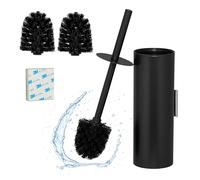 Relaxdays Porte-Brosse, Brosse Incluse, Montage avec ou sans perçage, H x L x P : 36,5 x 9 x 11 cm, Noir