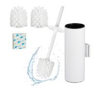 Relaxdays Porte-Brosse WC, Brosse Incluse, Montage avec ou sans perçage, Acier INOX, HxLxP 36,5 x 9 x 11 cm