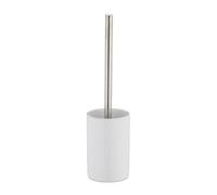 Relaxdays Porte brosse WC céramique avec brosse WC et tête changeable poignée en métal rond 36 cm, blanc