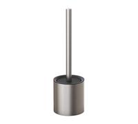 Relaxdays Porte-Brosse WC en métal, HxLxP : 36,5 x 10 x 10 cm, Brosse WC en Plastique, Design épuré, Argent/Noir