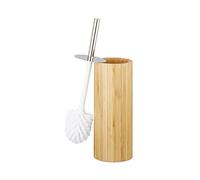 Relaxdays Porte brosse WC, porte-brosse toilettes bambou rond salle de bain support brosse HxD: 37,5 x 10,5 cm, nature