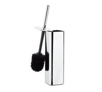 Relaxdays Porte brosse WC support brosse toilettes mural argenté réfléchissant HxlxP: 38,5 x 8 x 8 cm, argent/noir