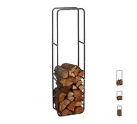Relaxdays 10026018_949 Étagère à Bois de cheminée, Anthracite, 150 x 40 x 25 cm