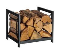 Relaxdays, Porte-bûches en métal, Design Moderne, Dimensions : 36 x 43 x 35,5 cm, Rangement Bois, Couleur Noire.