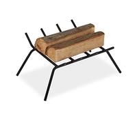 Relaxdays Porte-bûches, Fer forgé, Support avec Pieds, Rectangle, Robuste HxLxP: 20x45,5x36cm, cheminée, Noir