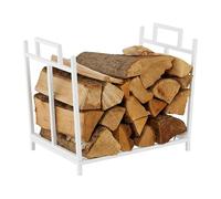 Relaxdays, Porte-bûches, métal, H x L x P : 41 x 45 x 33 cm, Pliable, pour Bois de Chauffage, Blanc
