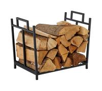 Relaxdays, porte-bûches, métal, H x L x P : 41 x 45 x 33 cm, porte-bûches pliable, bois de chauffage, bois empilé, noir