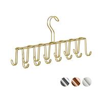 Relaxdays Porte-Ceintures, Lot de 4, Porte-Cravates, Aussi pour Foulards, Cintre en métal, Organiseur Armoire, 14 Crochets, doré