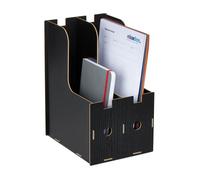 Relaxdays Porte-documents, 2 compartiments, format A4, cahiers & dossiers, bureau et école, range-magazines, MDF, noir