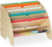 Relaxdays porte-documents, 6 cases de rangement, DIN A4, h x l x p 27 x 34 x 27 cm, bureau & école, organisateur de bureau, MDF, marron clair