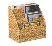 Relaxdays Porte-documents aspect tressé 4 compartiments spacieux H x L x P : 41 x 40 x 25 cm nature