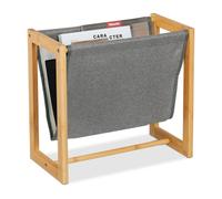 Relaxdays Porte-Documents, pour journaux au Format A4, en Bambou et Polyester, HLP : 37 x 39,5 x 21 cm, Nature et Gris