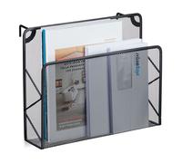 Relaxdays Porte-documents journaux mural à suspendre en métal H x L x P : 28 x 35 5 x 10 cm noir