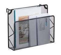 Relaxdays Porte-Documents, journaux, Mural, à Suspendre, en métal, H x L x P : 28 x 35,5 x 10 cm, Noir