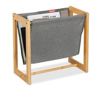 Relaxdays Porte-Documents, pour journaux au Format A4, en Bambou et Polyester, HLP : 37 x 39,5 x 21 cm, Nature et Gris