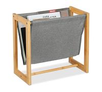 Relaxdays Porte-Documents, pour journaux au Format A4, en Bambou et Polyester, HLP : 37 x 39,5 x 21 cm, Nature et Gris