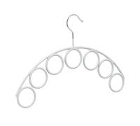 Relaxdays Porte-écharpes, revêtement antidérapant en PVC, avec 7 Anneaux, H x B 24,5 x 38 cm, Ø 5 cm, Gris Clair