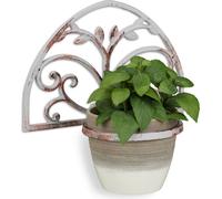 relaxdays Porte-fleurs mural en fonte blanc