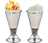 relaxdays Porte-frites, set de 2, acier inoxydable