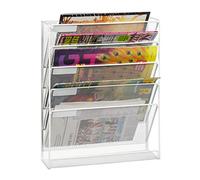 Relaxdays Porte-journaux mural format paysage A4 – Métal 5 compartiments, Blanc 40,5x32,5x10,5 cm