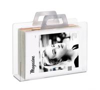 Relaxdays 10027946_55 Revues, 2 poignées, Porte-magazine, Range-journal, Support brochure, acrylique, HLP 29x33x10 cm, argenté, 1 élément