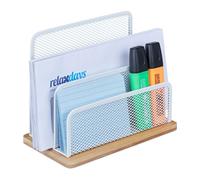 Relaxdays Porte-lettres métal et bambou