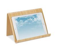 Relaxdays Porte-Livre Pratique, Support pour Votre Tablette, en Bois, Design Moderne, Cuisine et Bureau, Nature