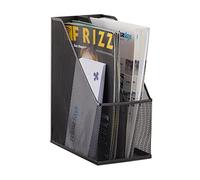 Relaxdays Porte-magazines 2 compartiments porte-journaux revues porte-documents métal A4 à C4, noir